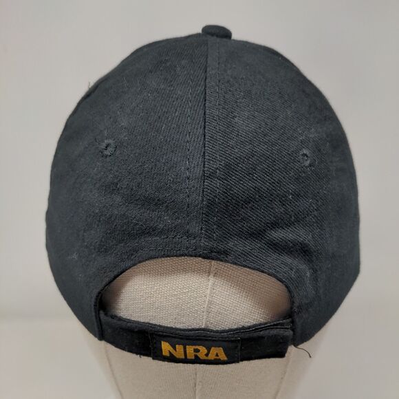 NRA Strapback Hat Black One Size Adjustable Embroidered Patriotic 6 Panel - Picture 5 of 7